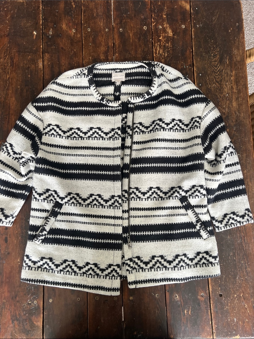 Melrose and Market Black and White Patterned Knit Jacket